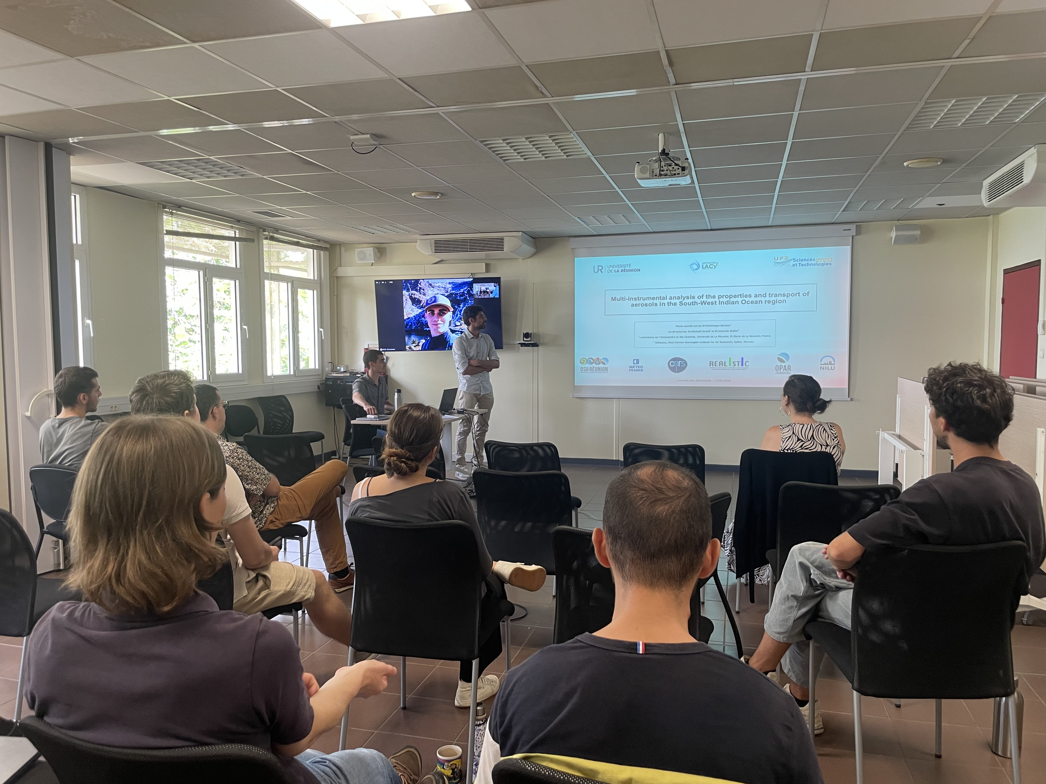 Presentation of Dominique Gantois on Multi-instrumental analysis of the properties and transport of aerosols in the South-West Indian Ocean region.
